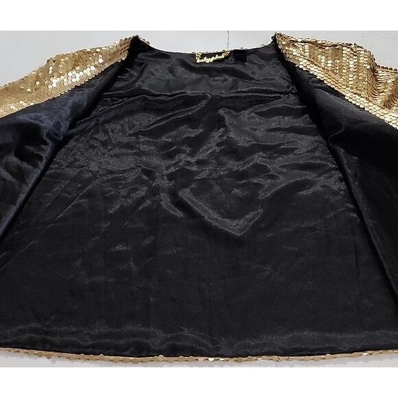 BABY PHAT Sparkly Gold Sequined Plus Sz 2X Holiday Party Lightweight Open Jacket - Picture 4 of 7